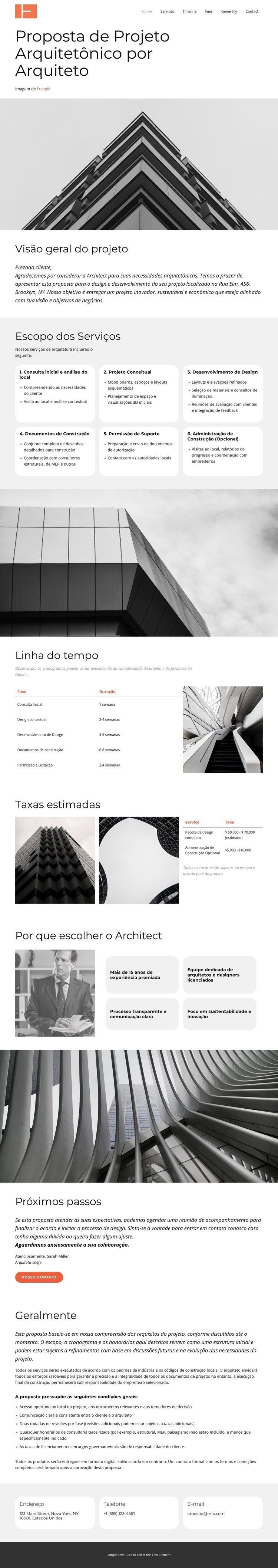 Proposta de Serviços de Arquitetura Design do site