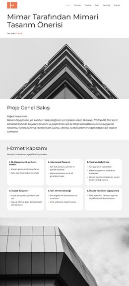 Mimarlık Hizmetleri Teklifi Tek Sayfa Şablonları