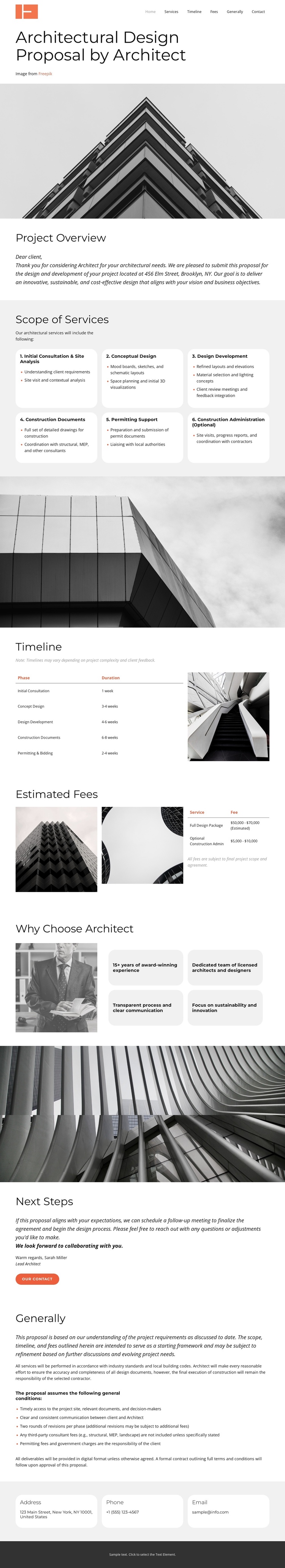 Architectural Services Proposal Website Builder Software