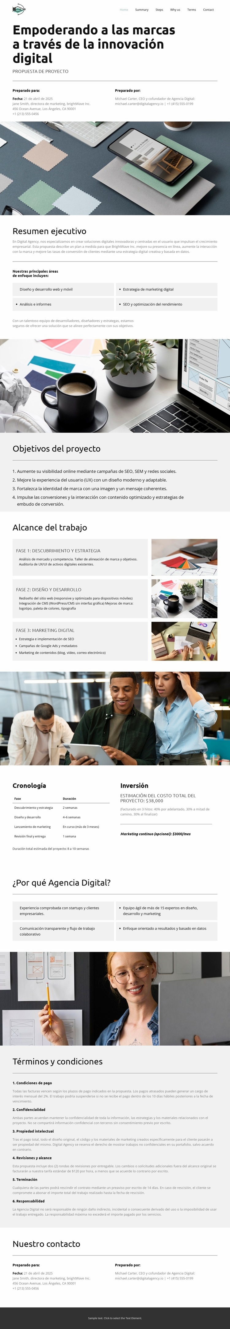 Nuestra propuesta digital Maqueta de sitio web