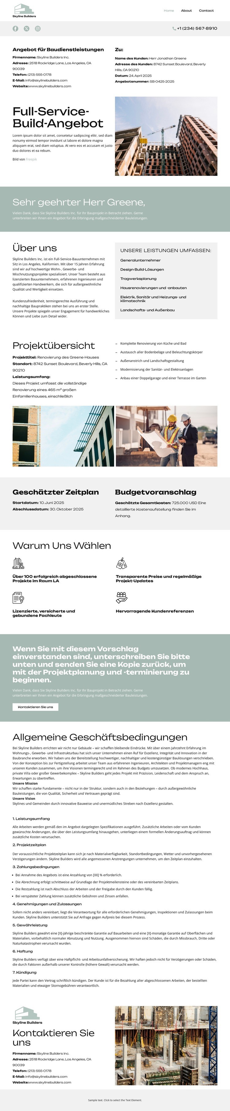 Über Skyline Builders Website design