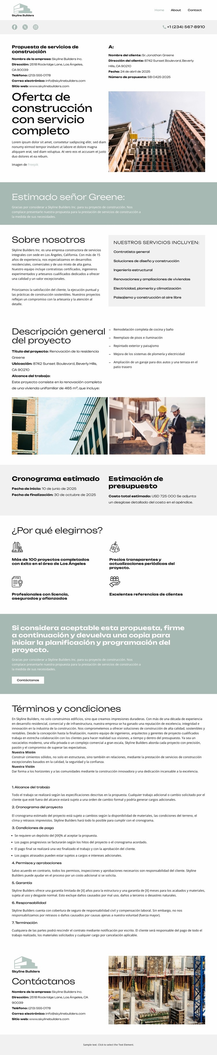 Acerca de Skyline Builders Diseño de páginas web