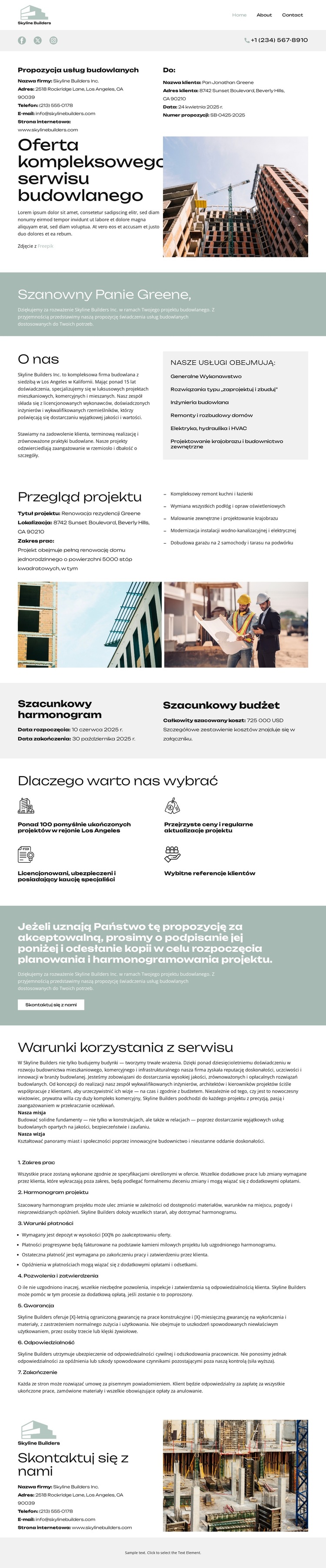 O Skyline Builders Szablon witryny sieci Web