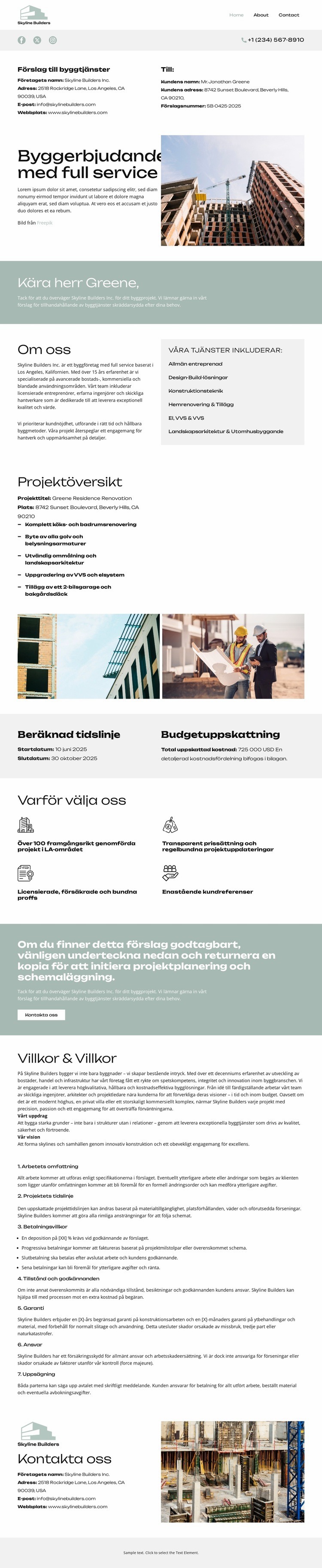 Om Skyline Builders HTML-mall