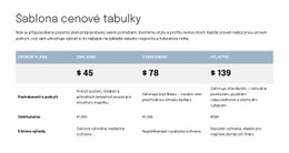 Cenová Tabulka Pro Stránku S Nabídkou Šablona HTML