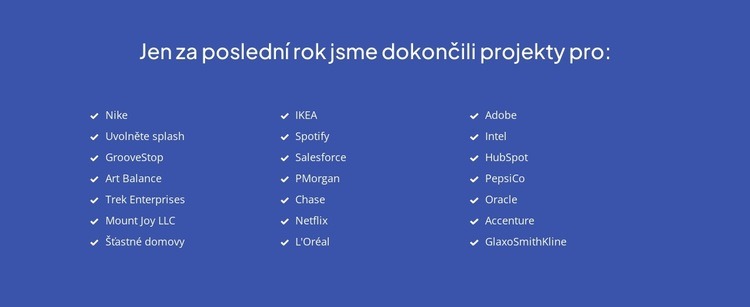 Nedávno dokončené projekty Šablona