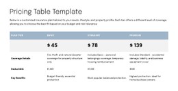 Pricing Table For Proposal Page