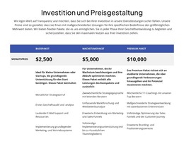 Investitionen Und Preise - HTML-Webseitenvorlage