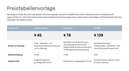 Preistabelle Für Die Angebotsseite - HTML5-Vorlage