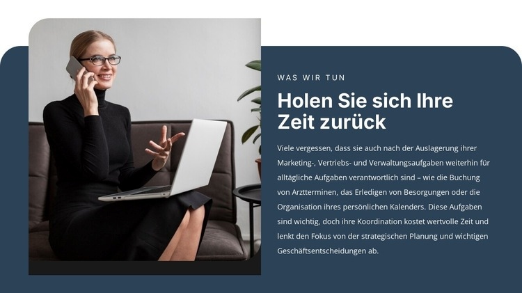 Geschäftsunterstützungsdienste Landing Page