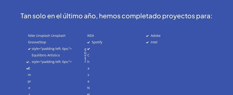 Proyectos completados recientemente Plantilla HTML5