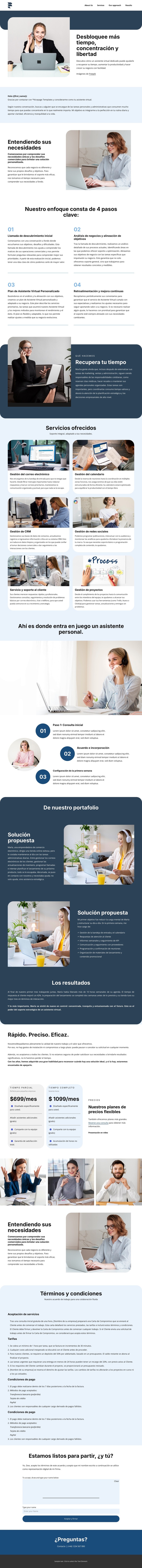 Propuesta de asistente virtual Plantilla de sitio web