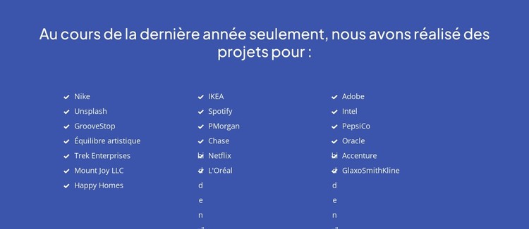Projets récemment terminés Modèle CSS
