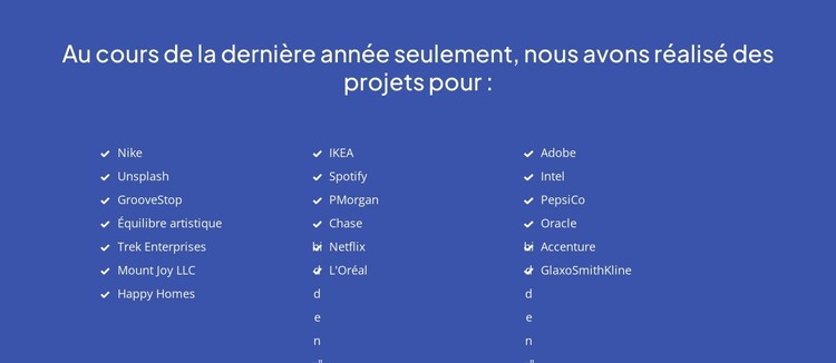 Projets récemment terminés Modèle HTML