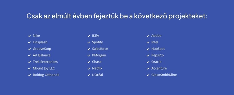 Legutóbb befejezett projektek HTML Sablon
