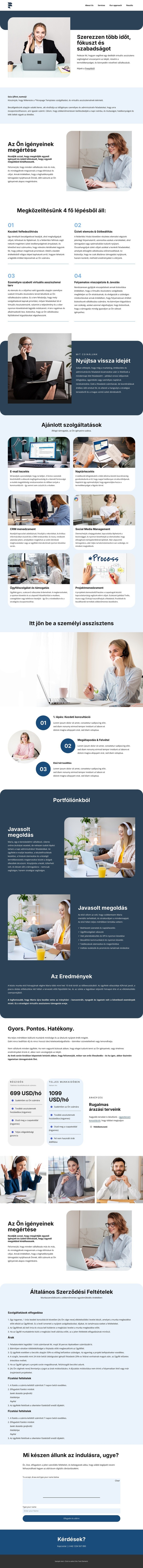 Virtuális asszisztens ajánlat Weboldal sablon