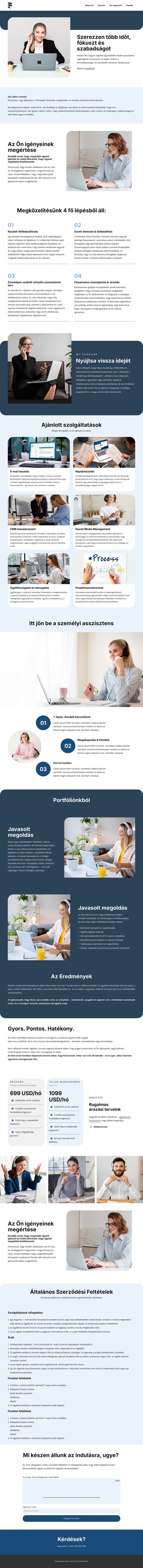 Virtuális asszisztens ajánlat Weboldal tervezés
