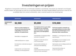 Investeringen En Prijsstelling Sjabloon