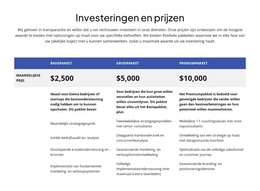 Investeringen En Prijsstelling