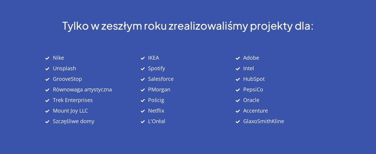 Ostatnio ukończone projekty Motyw WordPress