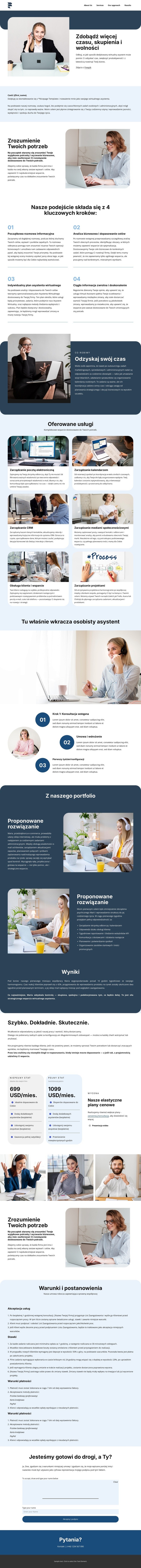 Propozycja asystenta wirtualnego Projekt strony internetowej