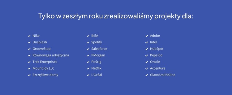 Ostatnio ukończone projekty Szablon CSS