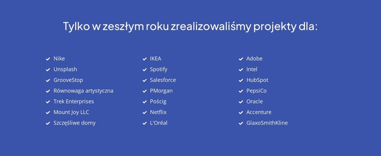 Ostatnio ukończone projekty Szablon witryny sieci Web