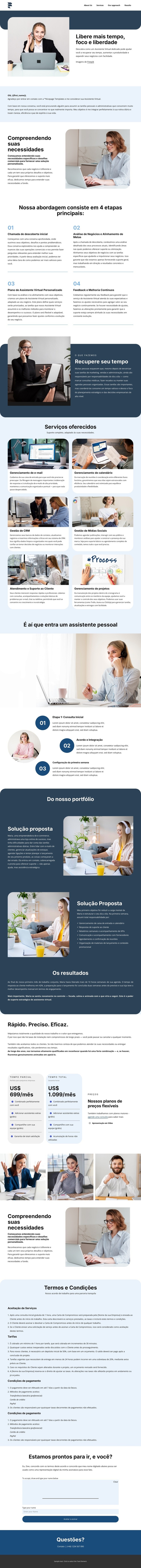 Proposta de assistente virtual Design do site