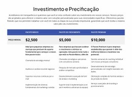 Investimento E Precificação - Modelo HTML5