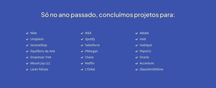 Projetos concluídos recentemente Modelo de site