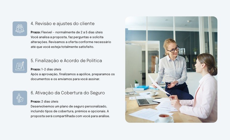 Processo e prazos Landing Page