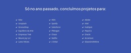 Projetos Concluídos Recentemente Tema WordPress