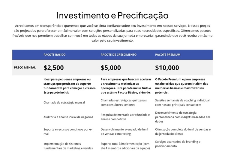 Investimento e precificação Tema WordPress