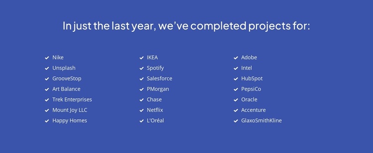 Recently completed projects Template