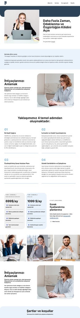 Sanal asistan teklifi Tek Sayfa Şablonları