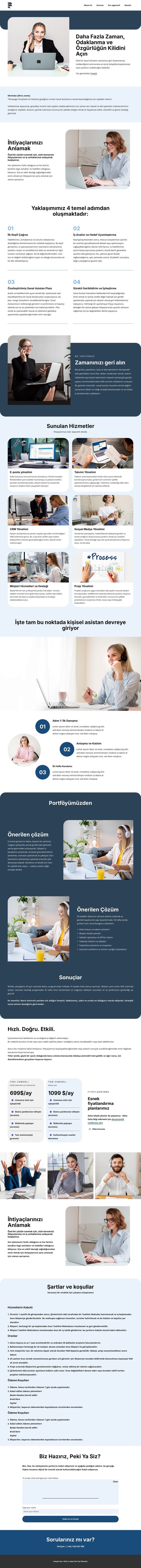 Sanal asistan teklifi Web sitesi tasarımı