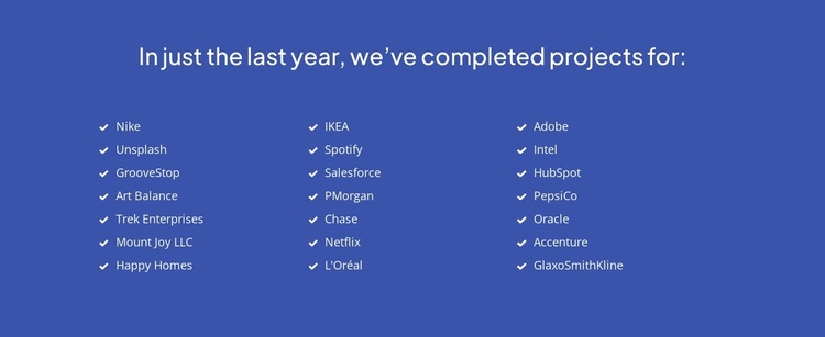 Recently completed projects Website Design