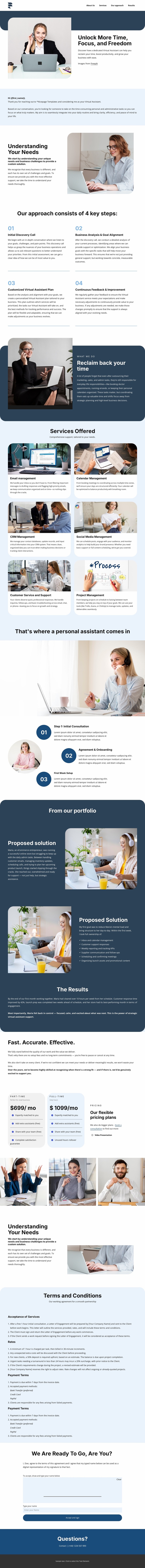 Virtual assistant proposal Website Design