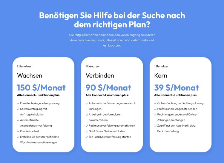 Flexible Pläne für jeden Kunden CSS-Vorlage