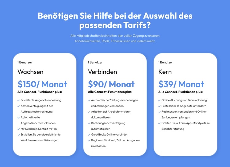 Flexible Pläne für jeden Kunden Website-Vorlage