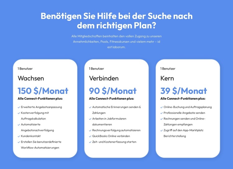 Flexible Pläne für jeden Kunden WordPress-Theme
