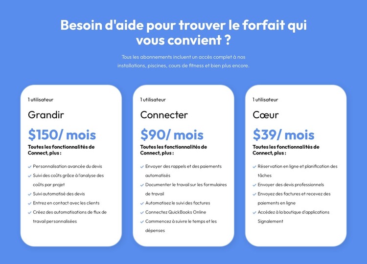Des plans flexibles pour chaque client Modèle HTML