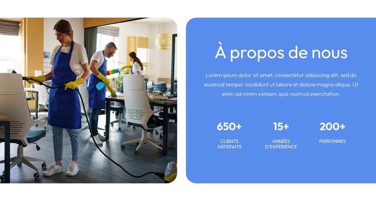À propos de l'entreprise de nettoyage Modèle de site Web