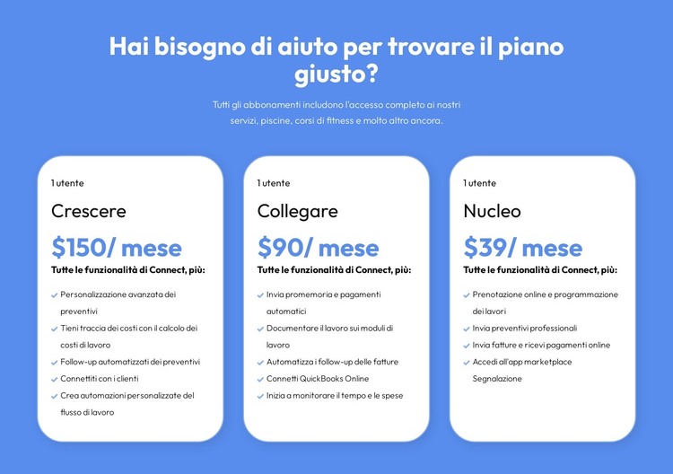 Piani flessibili per ogni cliente Modello HTML