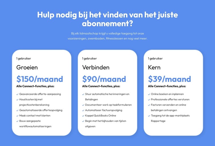 Flexibele plannen voor elke klant CSS-sjabloon