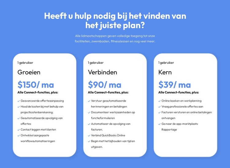 Flexibele plannen voor elke klant HTML-sjabloon