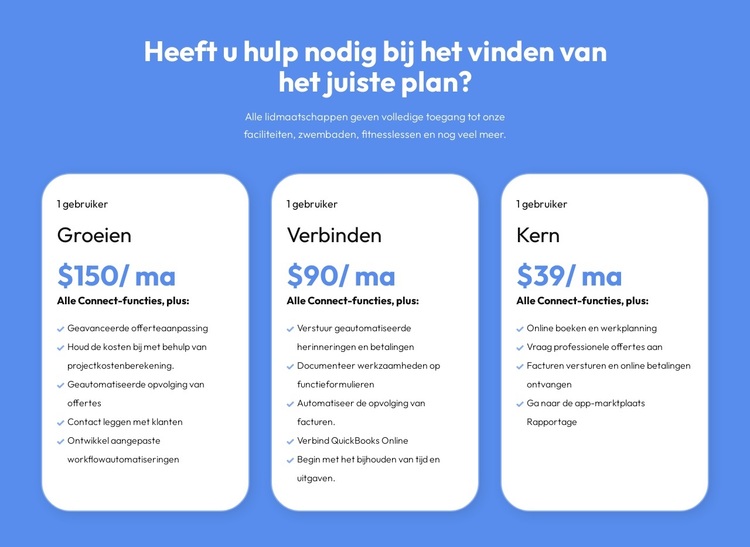 Flexibele plannen voor elke klant WordPress-thema