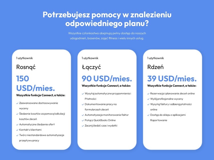 Elastyczne plany dla każdego klienta Szablon HTML