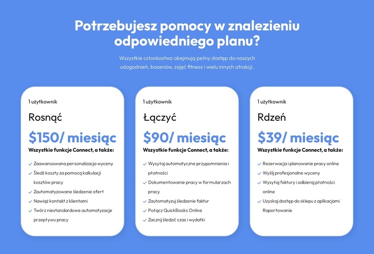 Elastyczne plany dla każdego klienta Szablon witryny sieci Web