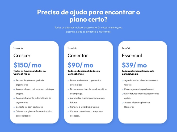 Planos flexíveis para cada cliente Tema WordPress